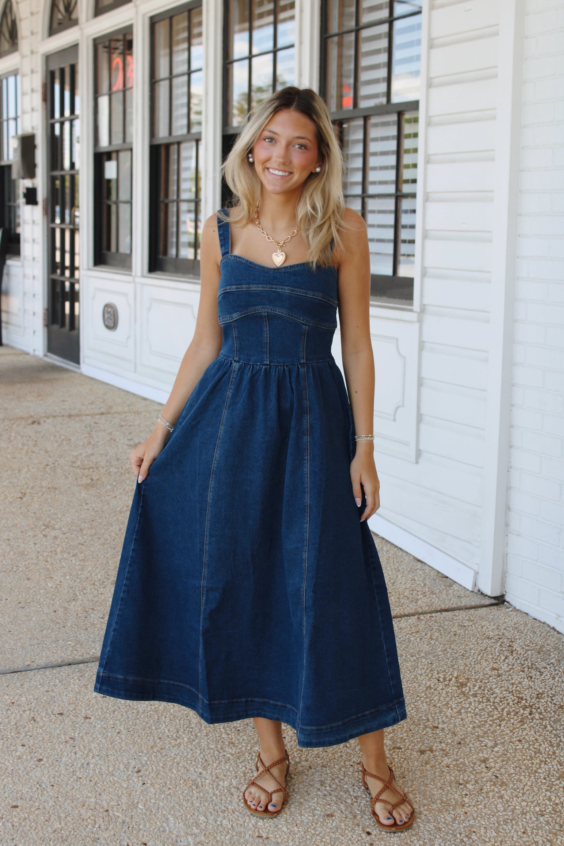 Sierra Stroll Midi Dress/ Denim Large
