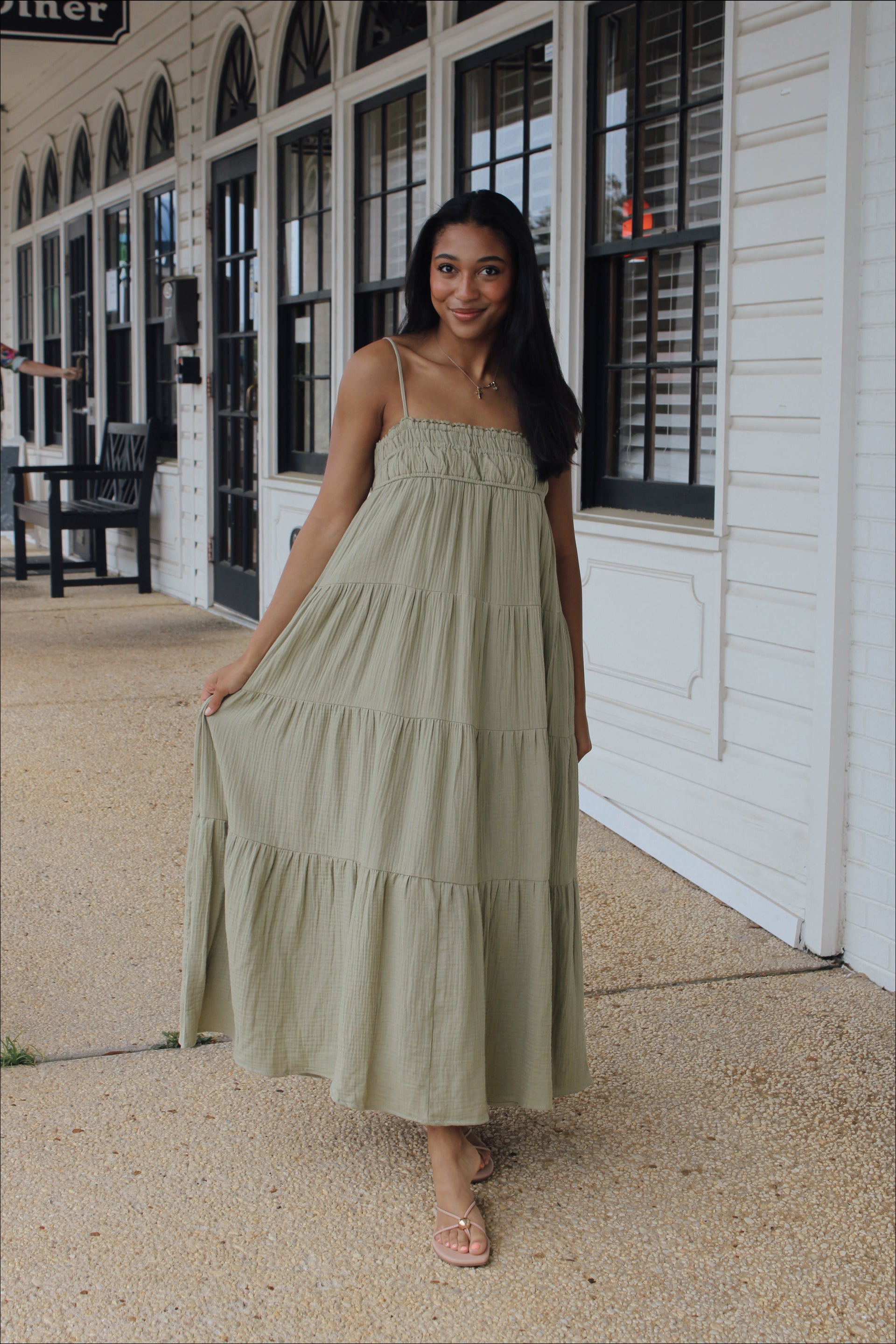 light olive maxi dress Gracie Mae Maxi Dress/ Light Olive Large