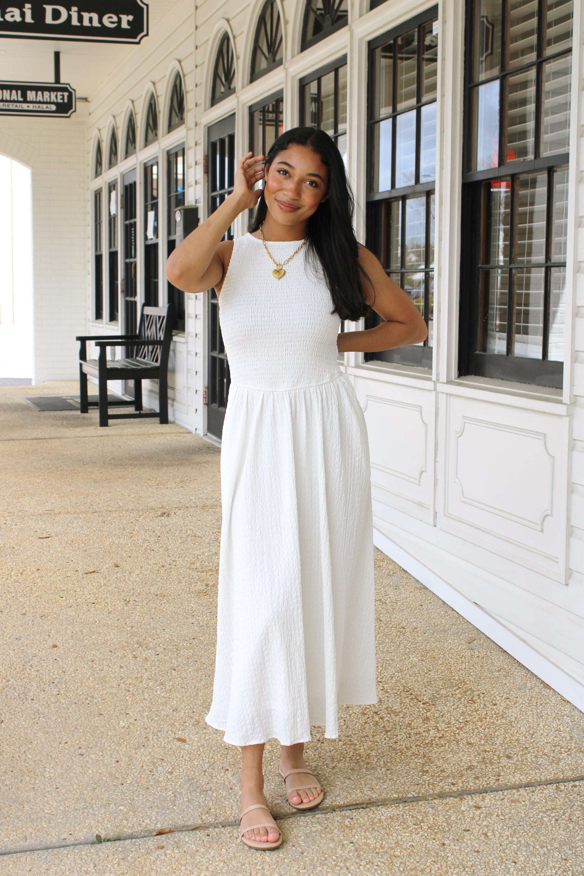silver dollar dress Hamptons Dress/ Off White Medium